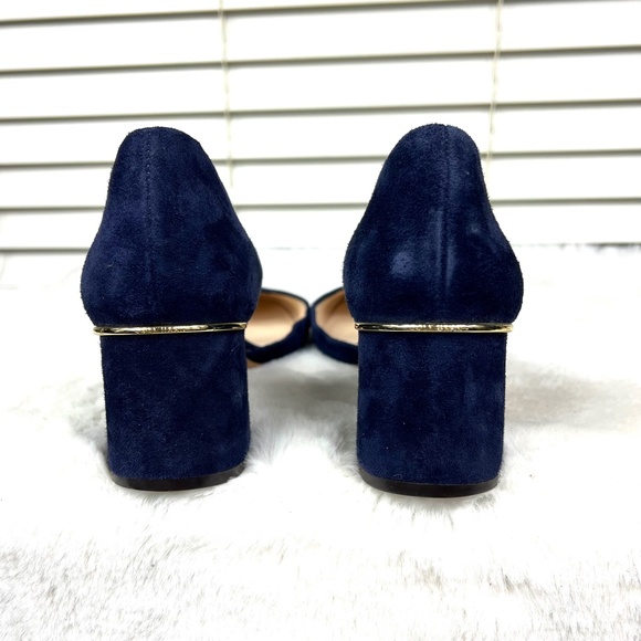 🚫SOLD!*|•COLE HAAN•| Navy Suede Cut Out Chunk Heel Dress Shoe* - Picture 10 of 16